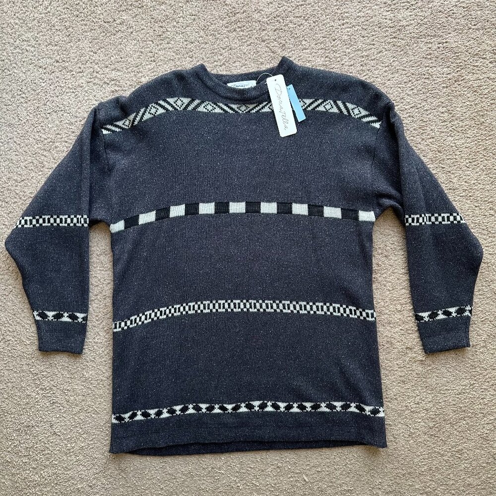 DonaTella Sweater Womens Large Wool Silk Blend NWT Crewneck Long Sleeve Grey